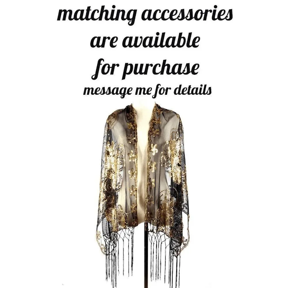 ✨ Flapper Great Gatsby 1920s Retro Tassel Fringe Sequin Midi Black Dress XL NEW - Picture 12 of 13